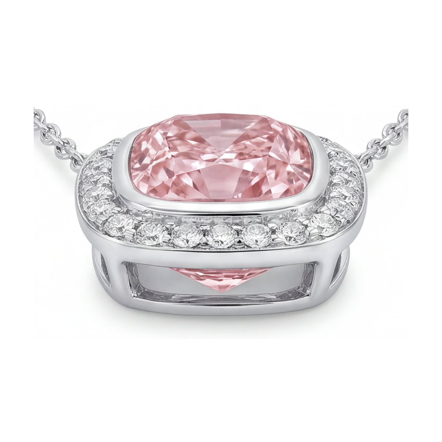 Rosa Diamant-Anhänger 4,6 Karat Kissenschliff