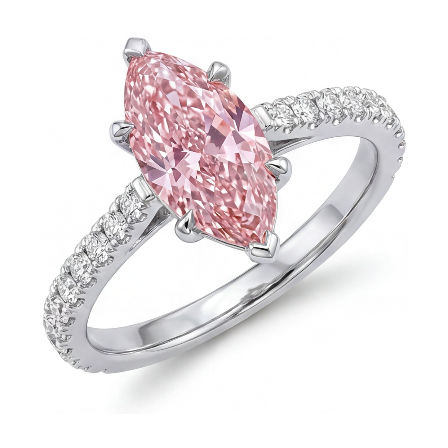 Rosa Diamantring, 2,1 Karat, Marquise-Schliff