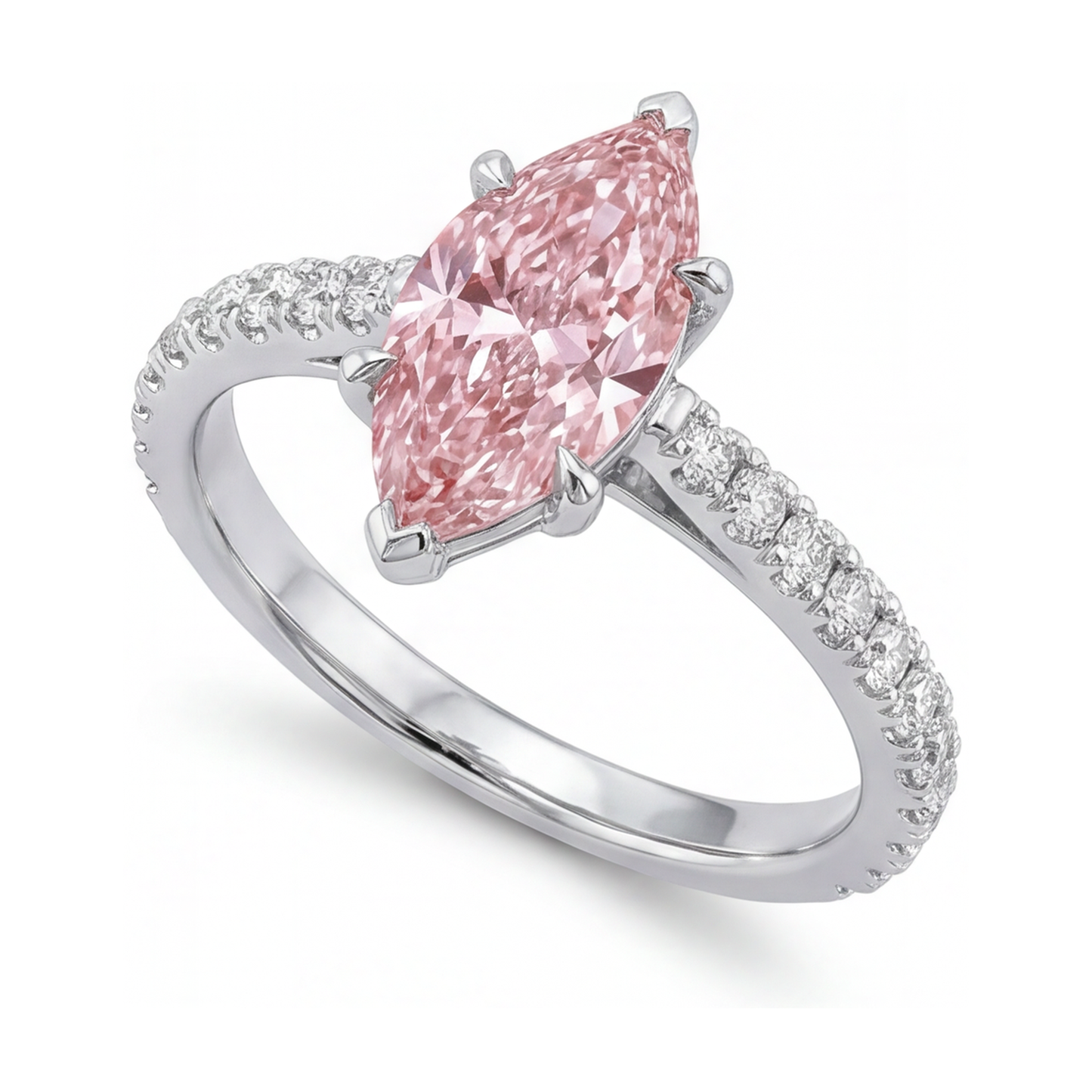 Rosa Diamantring, 2,1 Karat, Marquise-Schliff