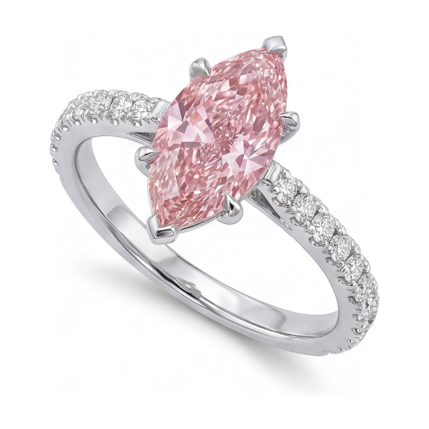 Rosa Diamantring, 2,1 Karat, Marquise-Schliff
