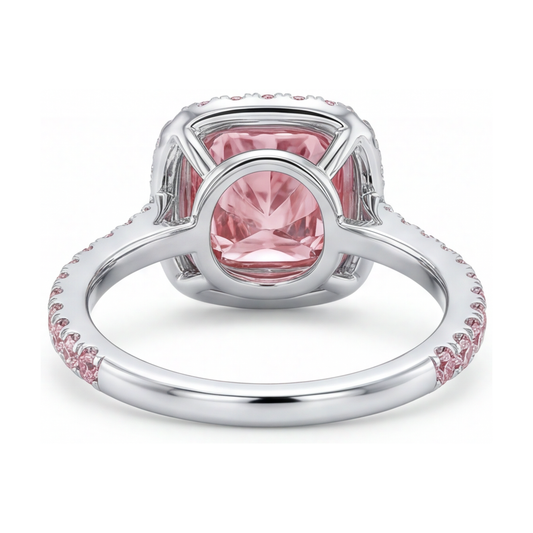 Rosa Diamantring 3,2 Karat Kissenschliff