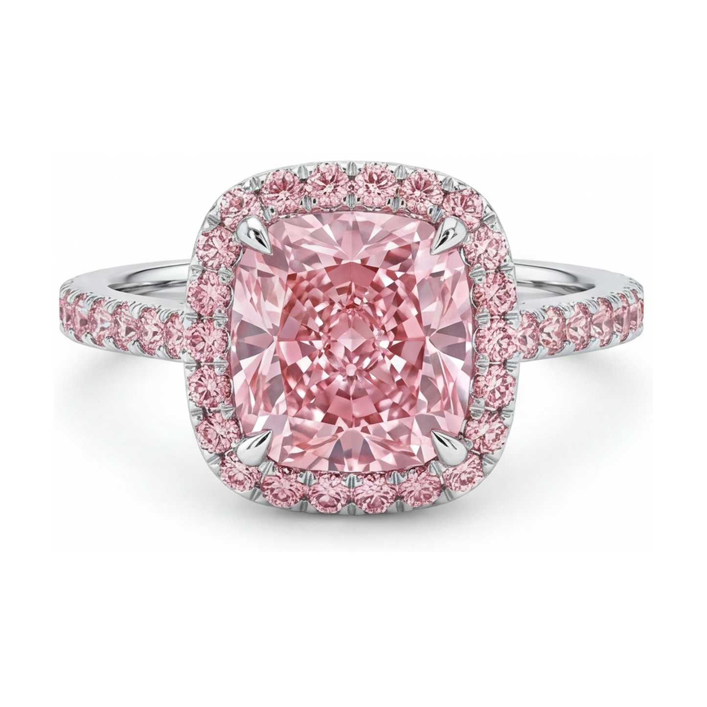 Rosa Diamantring 3,2 Karat Kissenschliff