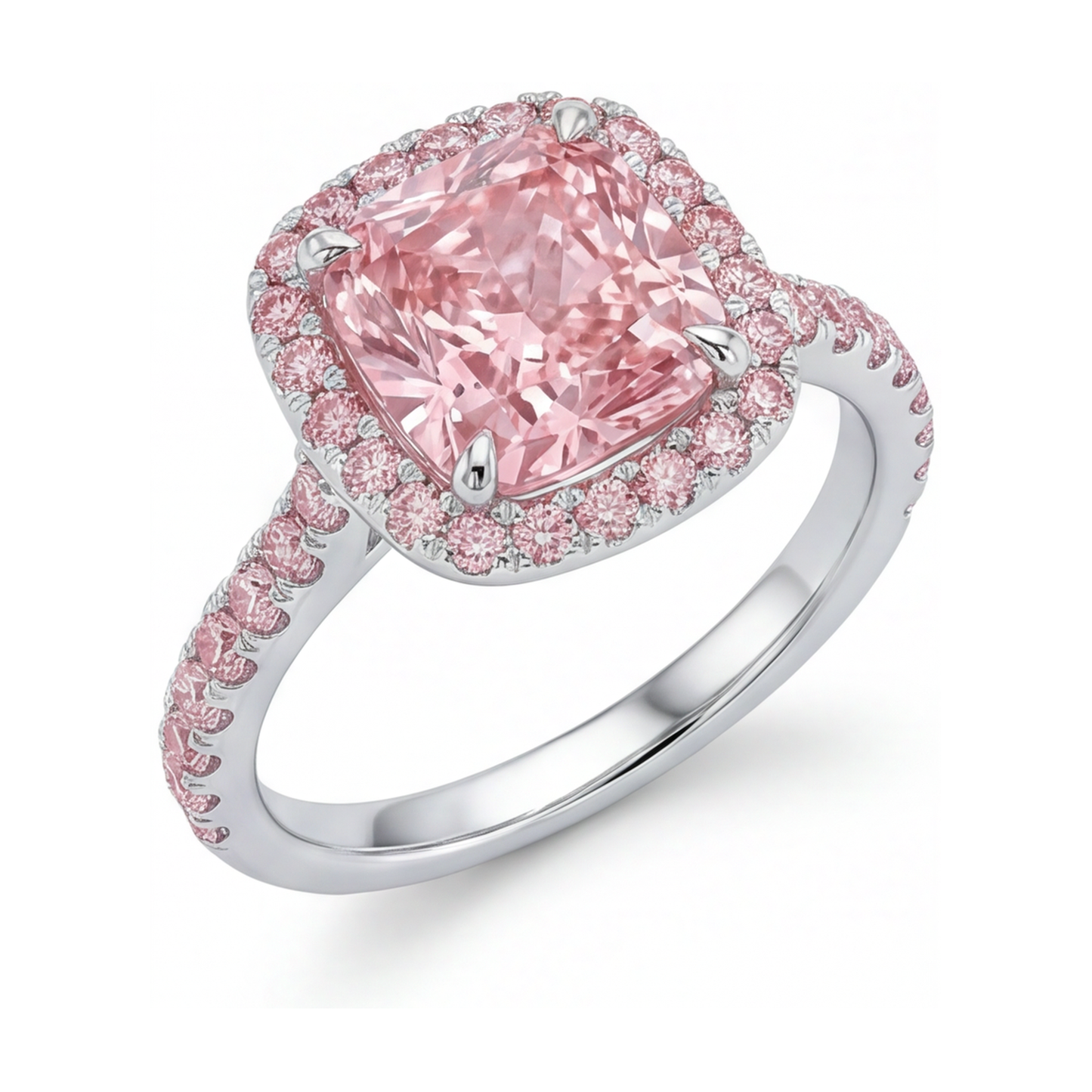 Rosa Diamantring 3,2 Karat Kissenschliff