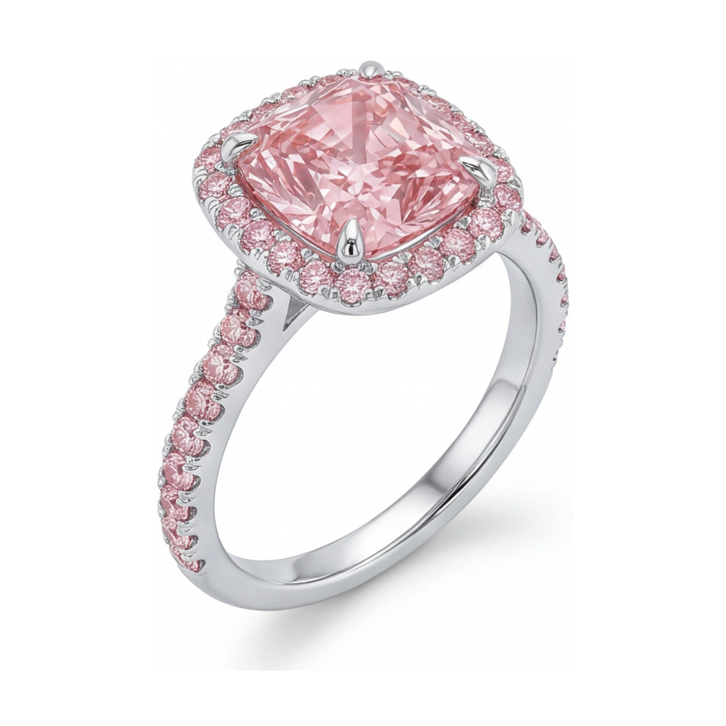 Rosa Diamantring 3,2 Karat Kissenschliff