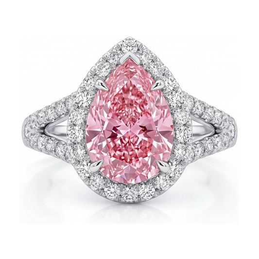 Rosa Diamantring 3,2 Karat Tropfenschliff