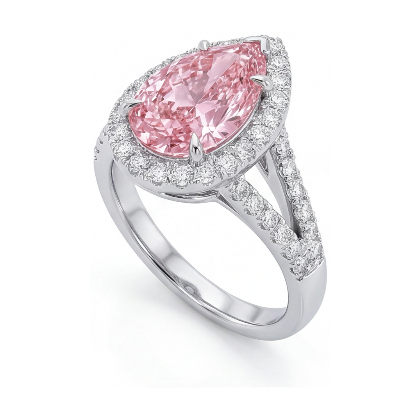Rosa Diamantring 3,2 Karat Tropfenschliff