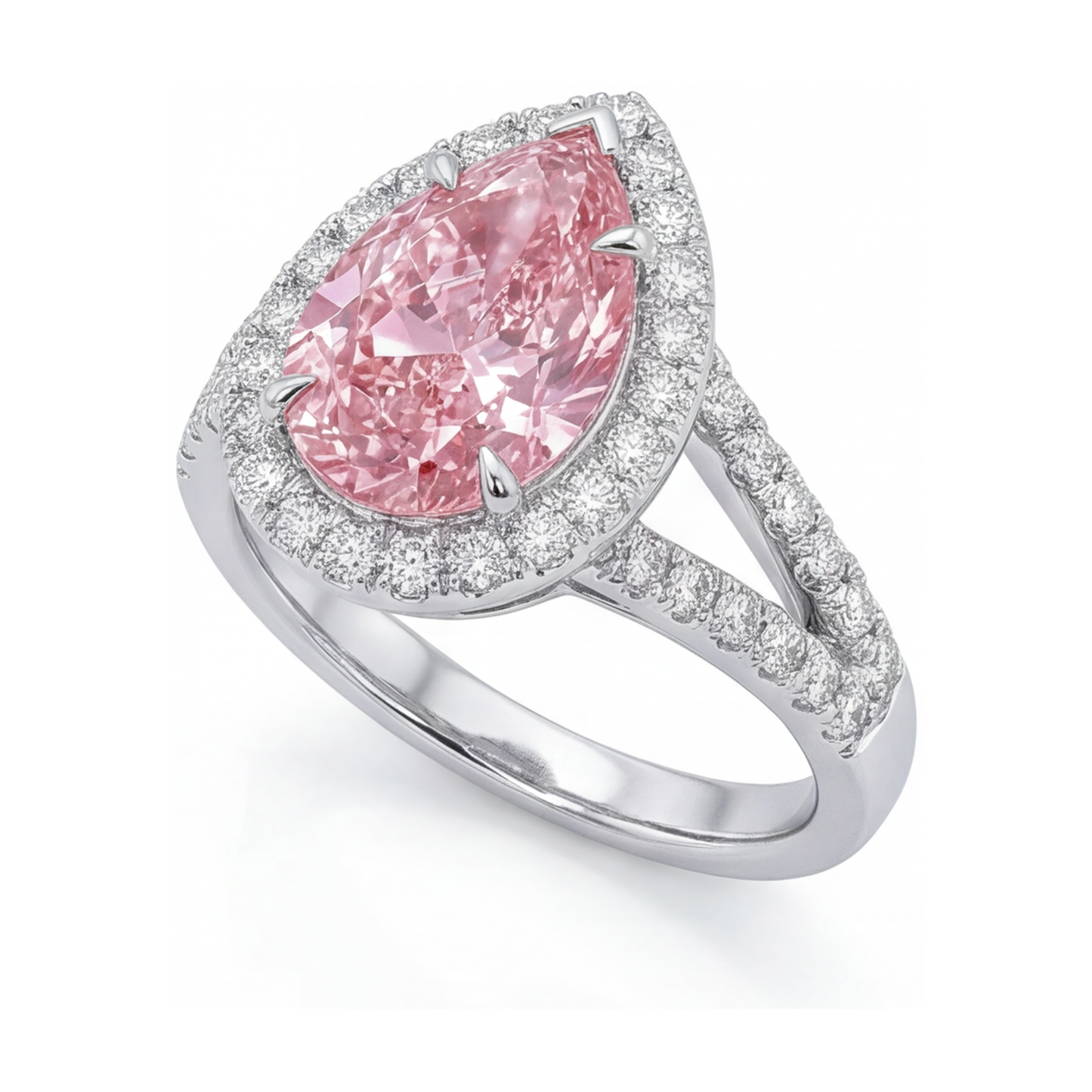 Rosa Diamantring 3,2 Karat Tropfenschliff