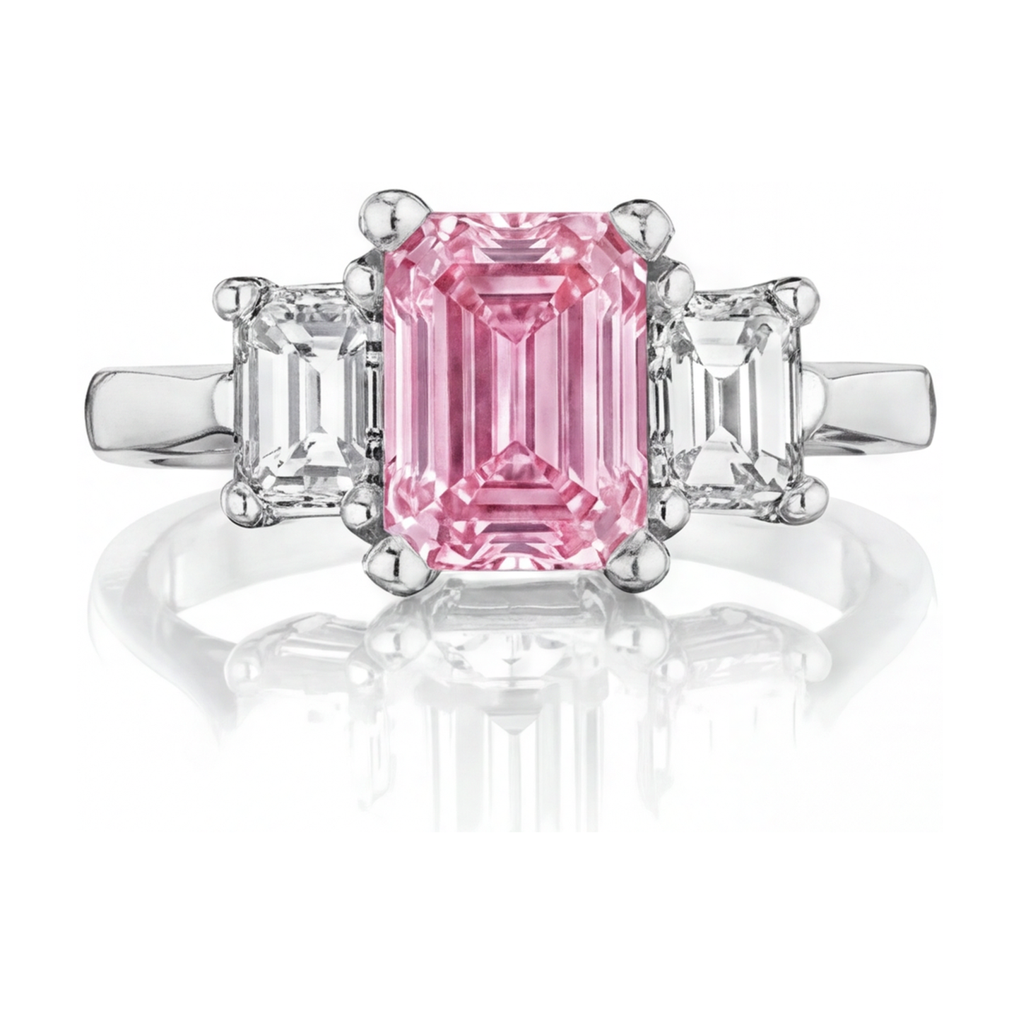 Rosa Diamantring 3,4 Karat Smaragdschliff