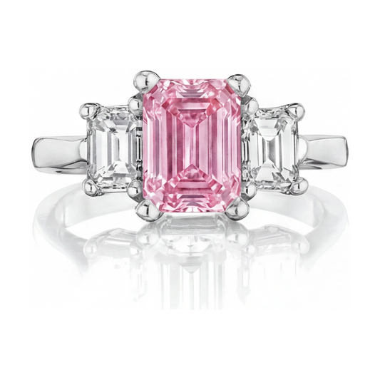 Rosa Diamantring 3,4 Karat Smaragdschliff