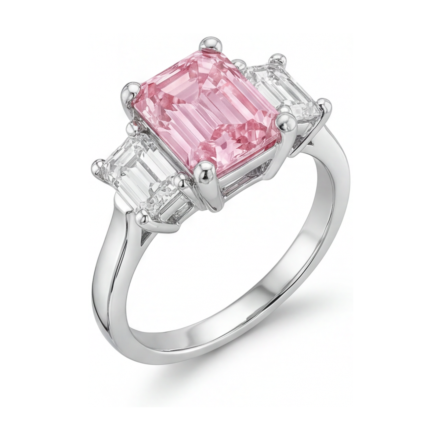 Rosa Diamantring 3,4 Karat Smaragdschliff