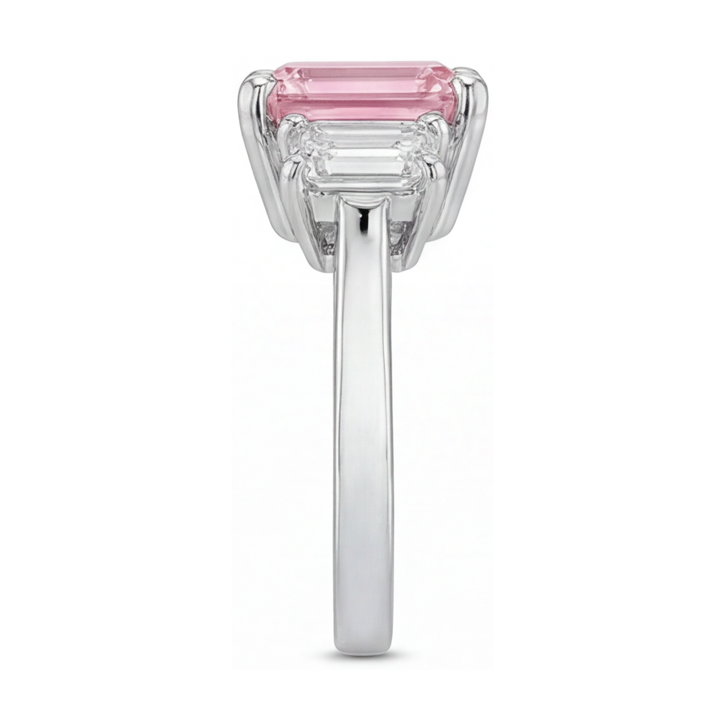 Rosa Diamantring 3,4 Karat Smaragdschliff
