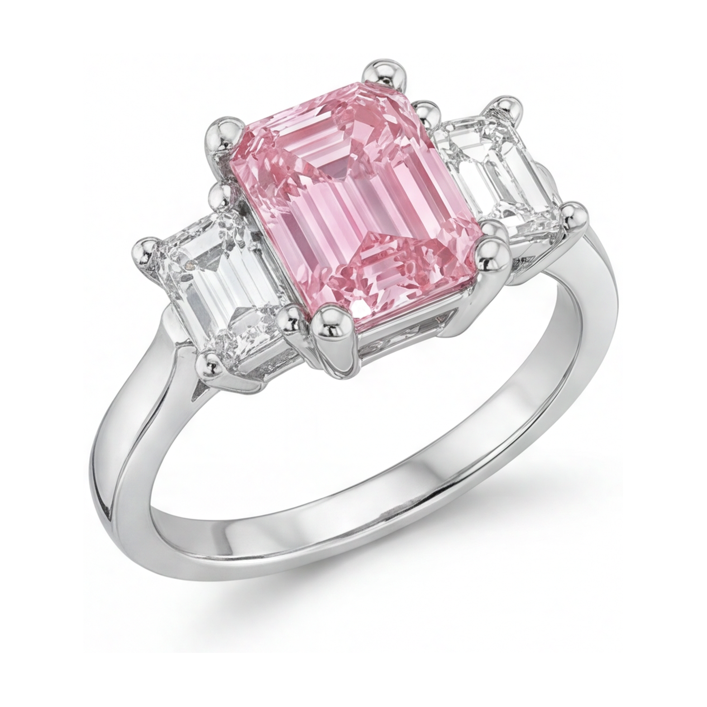 Rosa Diamantring 3,4 Karat Smaragdschliff