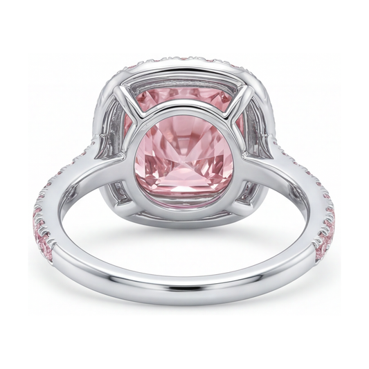 Rosa Diamantring im Kissenschliff, 3,8 Karat