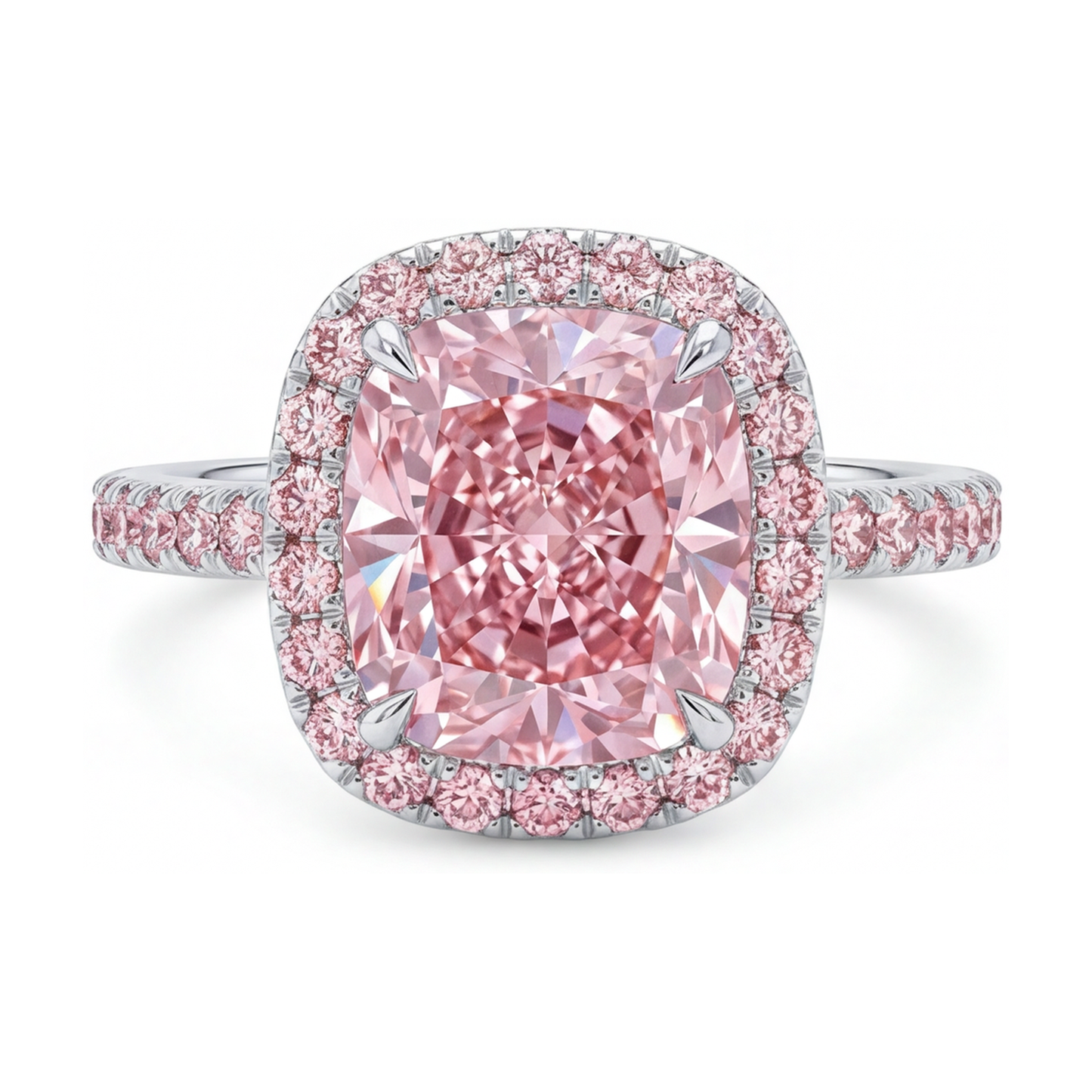 Rosa Diamantring im Kissenschliff, 3,8 Karat