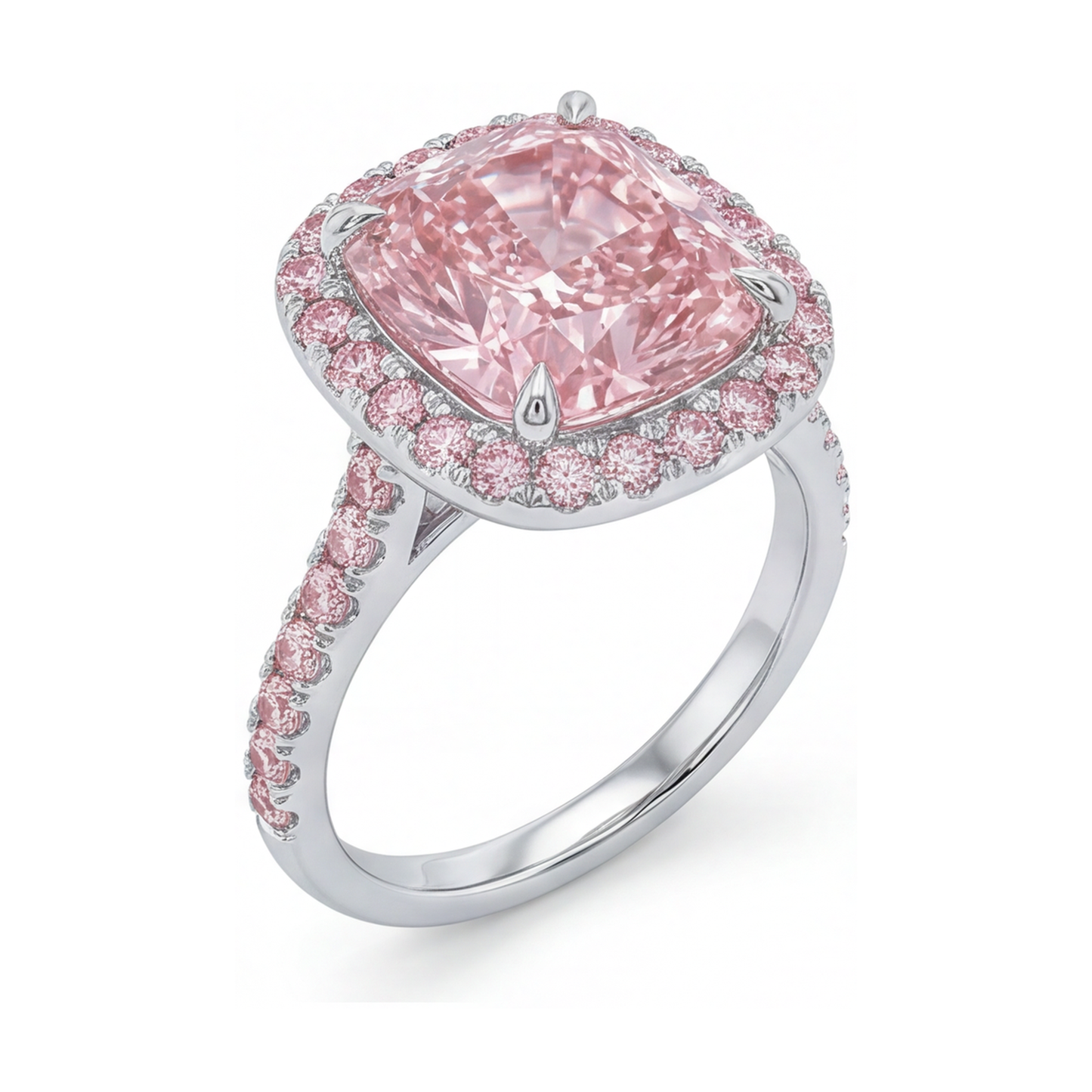 Rosa Diamantring im Kissenschliff, 3,8 Karat