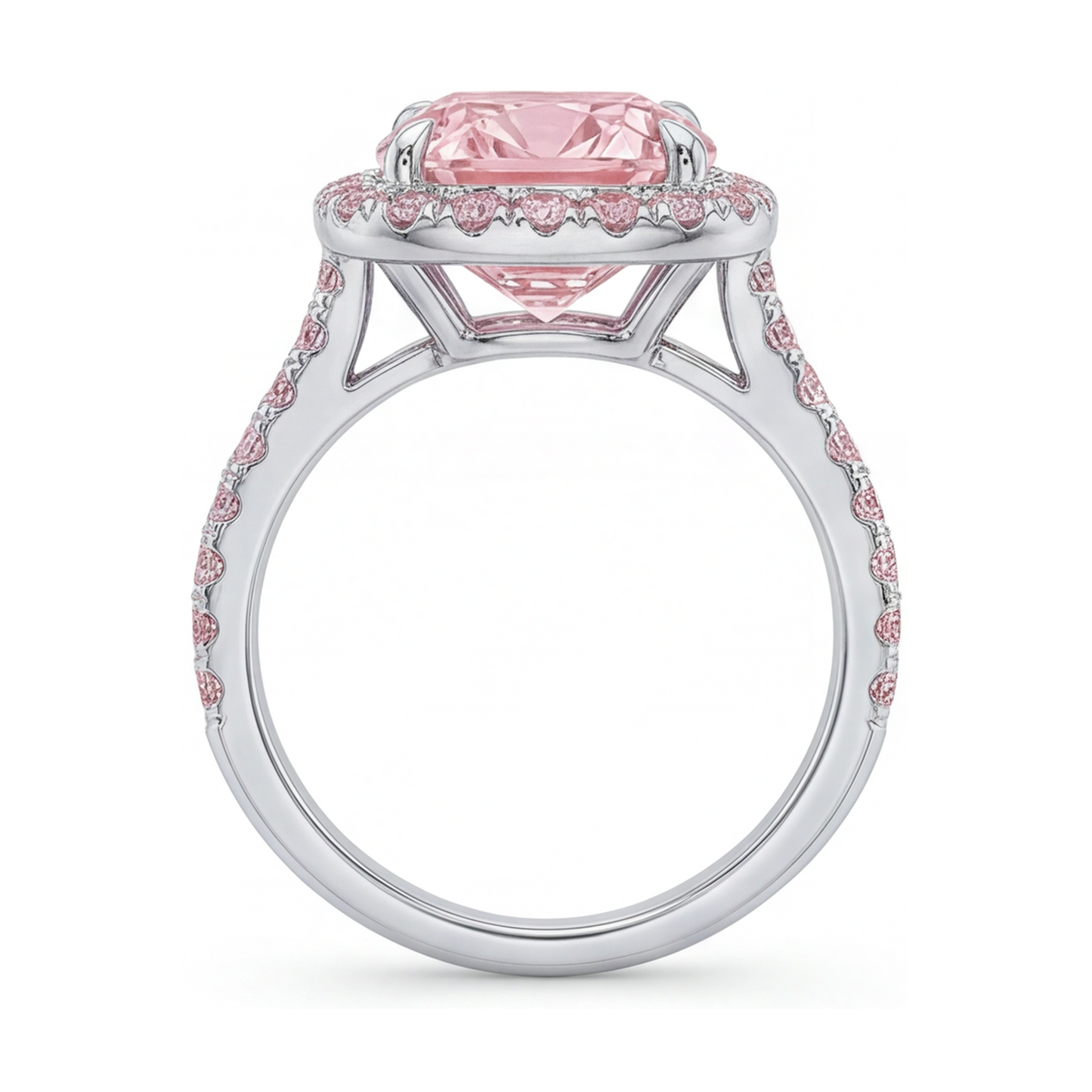 Rosa Diamantring im Kissenschliff, 3,8 Karat