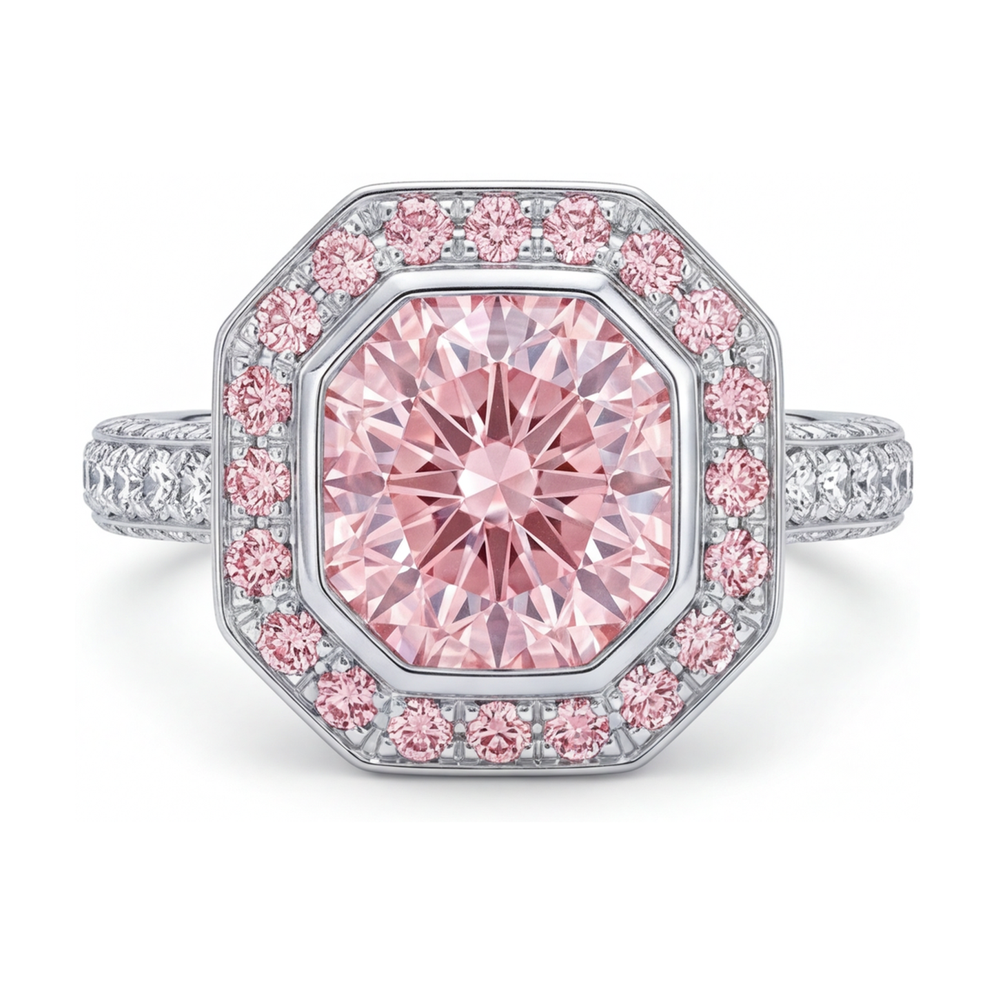 Rosa Diamantring 3,9 Karat rund