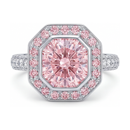 Rosa Diamantring 3,9 Karat rund
