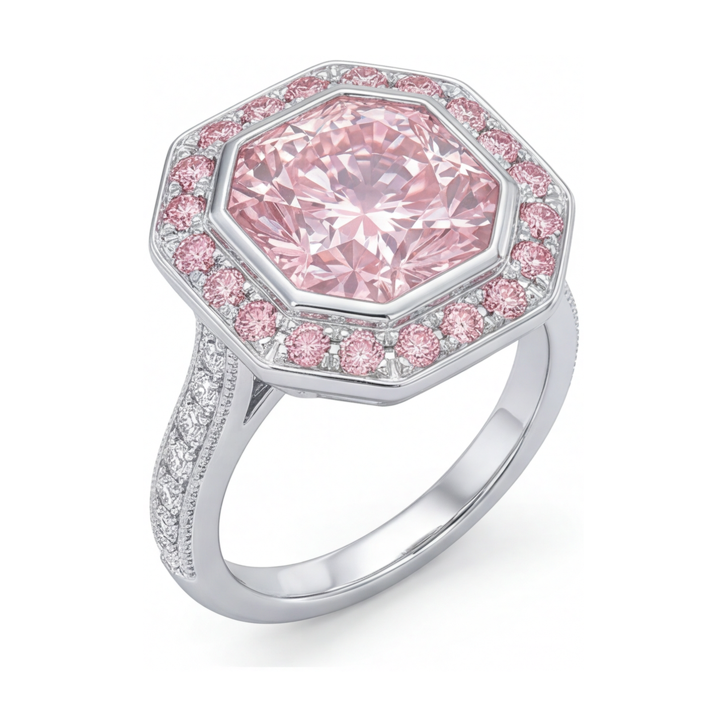 Rosa Diamantring 3,9 Karat rund