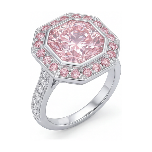Rosa Diamantring 3,9 Karat rund