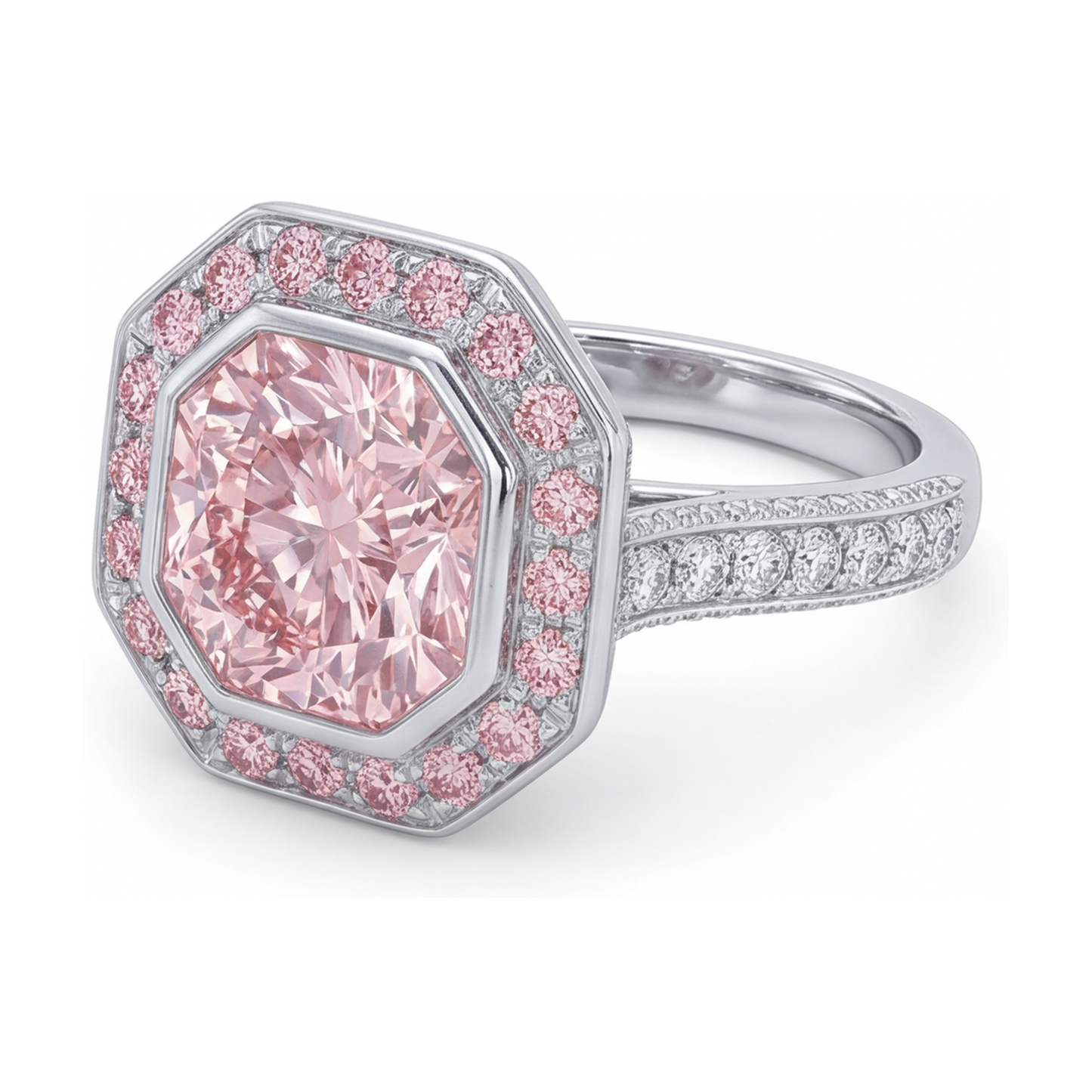 Rosa Diamantring 3,9 Karat rund