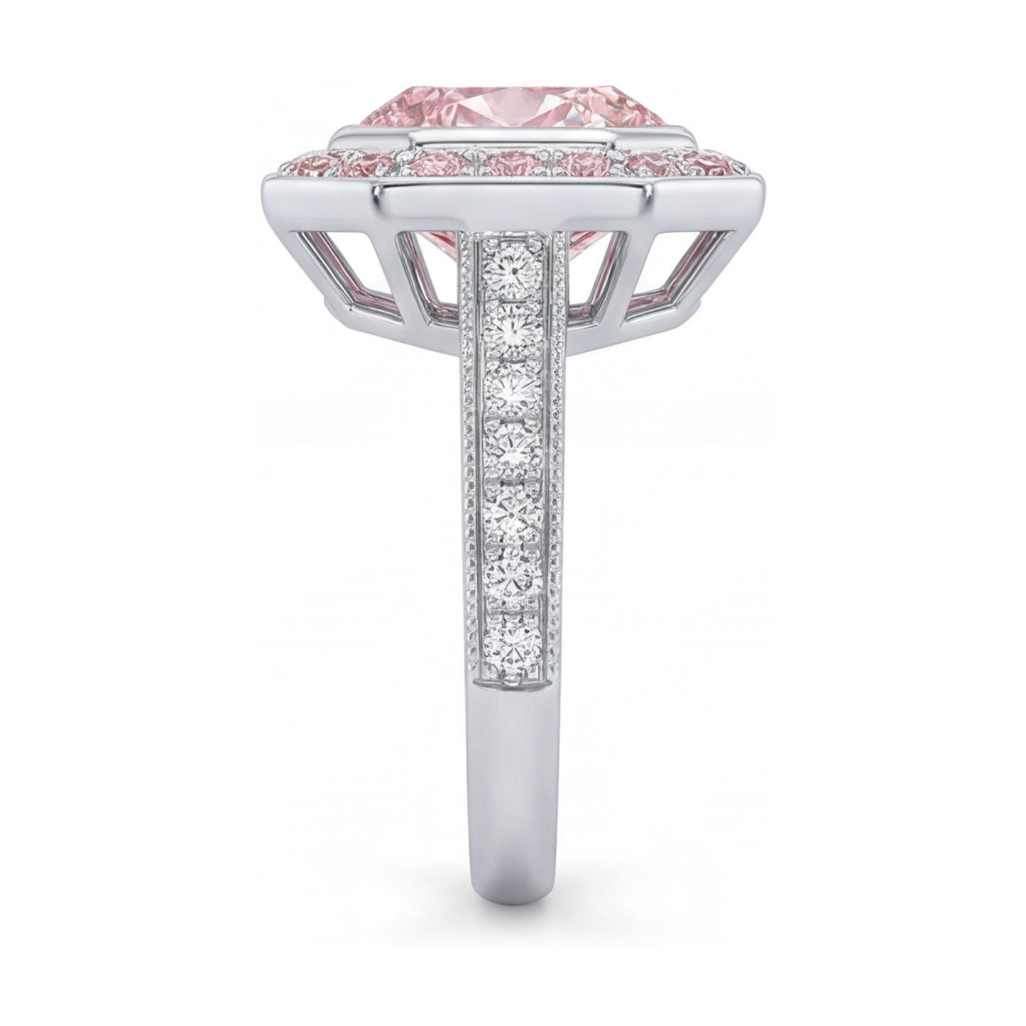 Rosa Diamantring 3,9 Karat rund