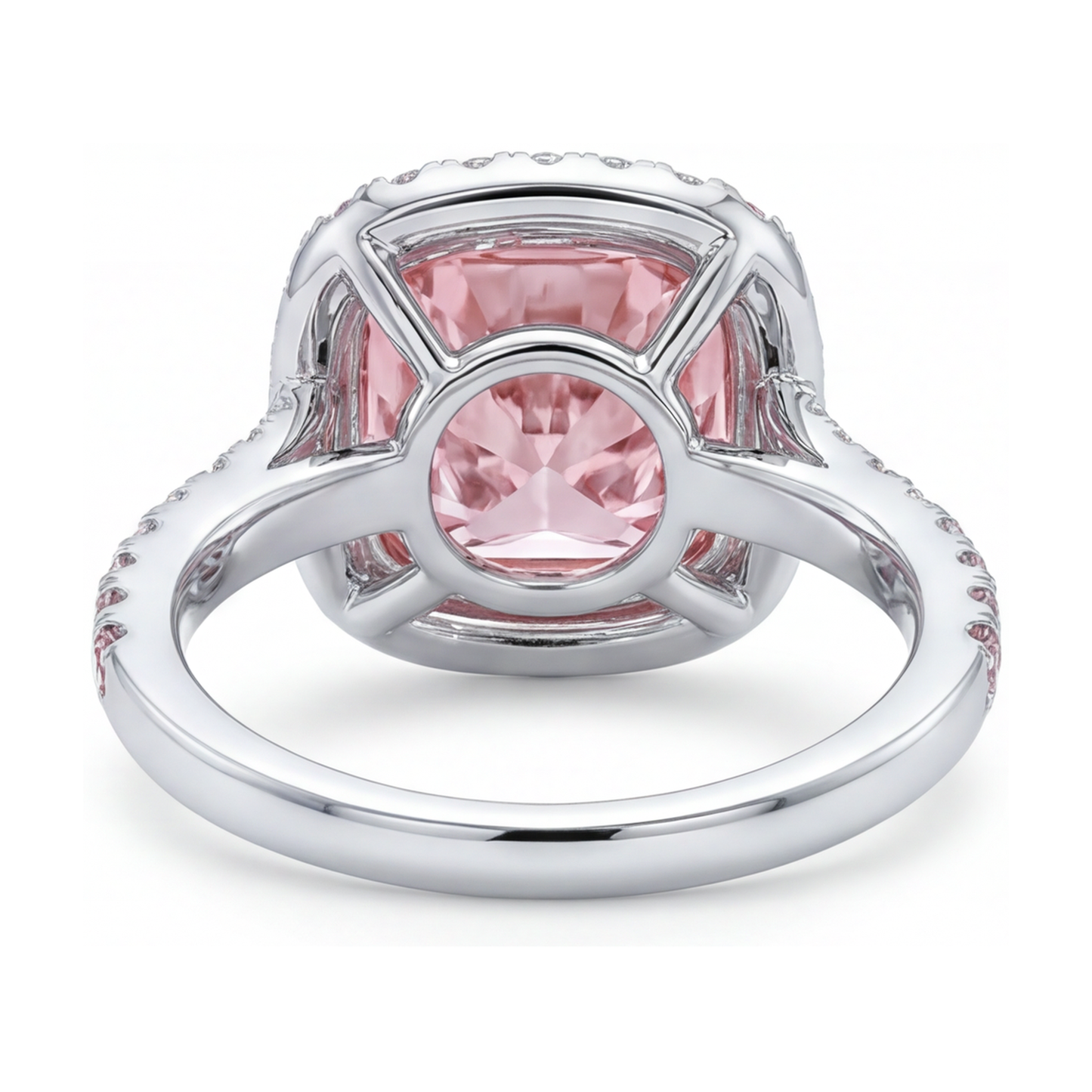 Pinkfarbener Diamantring 4,5 Karat Kissenschliff