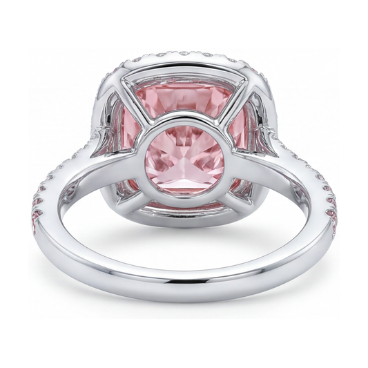 Pinkfarbener Diamantring 4,5 Karat Kissenschliff