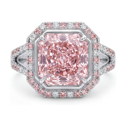 Rosa Diamantring 4,6 Karat Radiant-Schliff