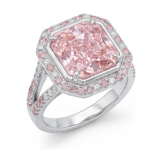 Rosa Diamantring 4,6 Karat Radiant-Schliff