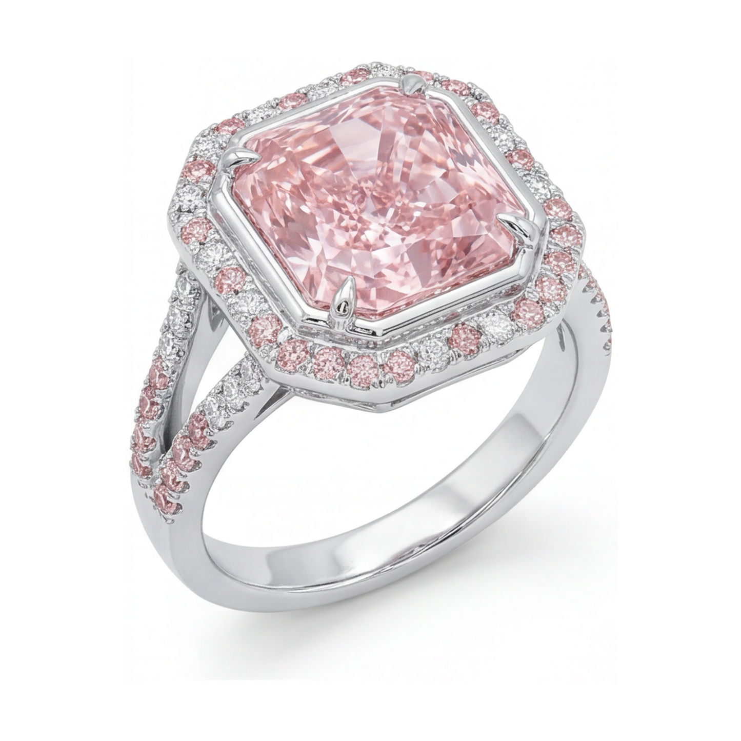 Rosa Diamantring 4,6 Karat Radiant-Schliff