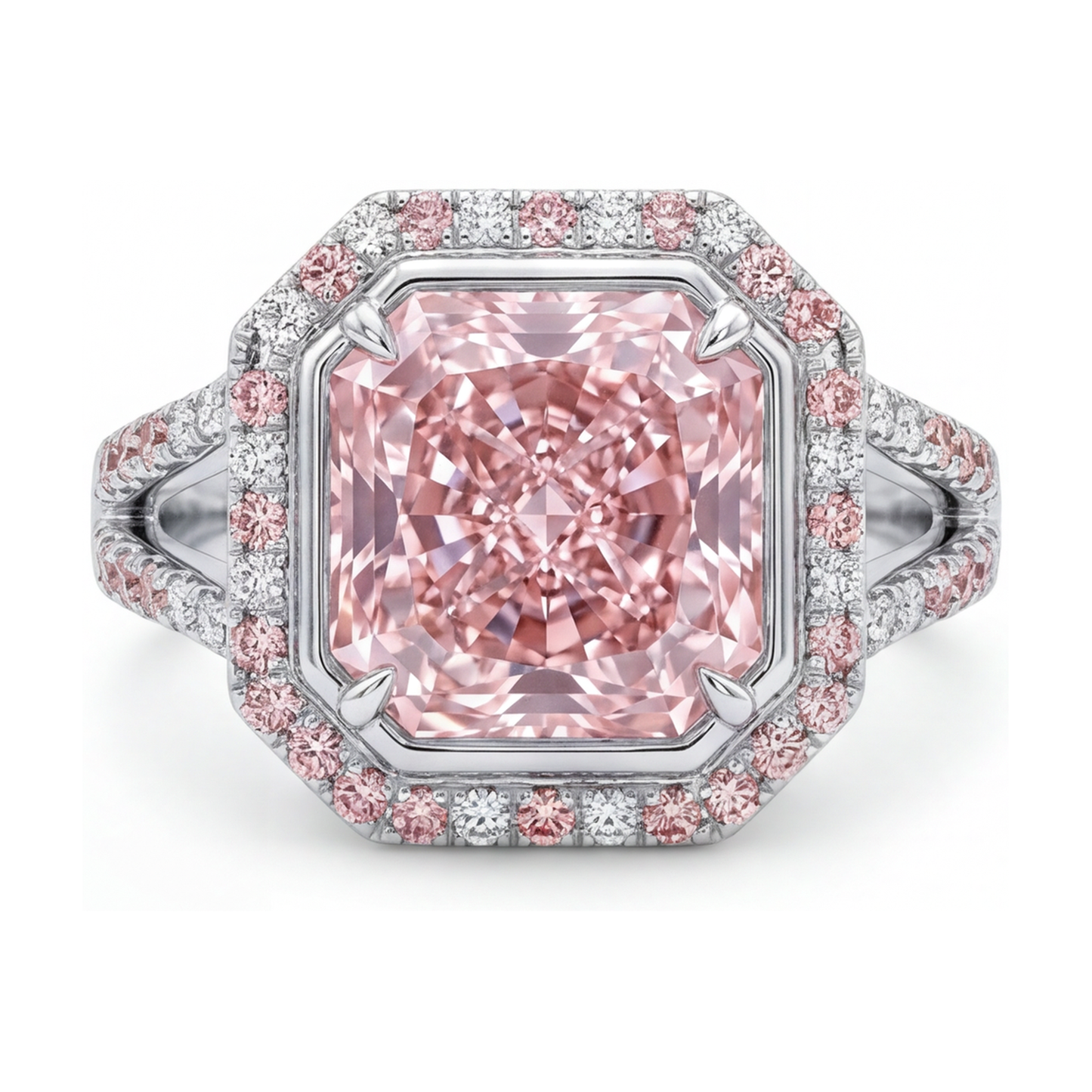 Rosa Diamantring 4,6 Karat Radiant-Schliff