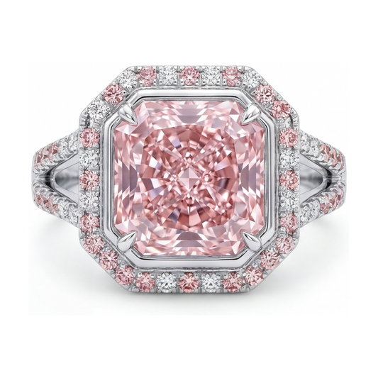 Rosa Diamantring 4,6 Karat Radiant-Schliff