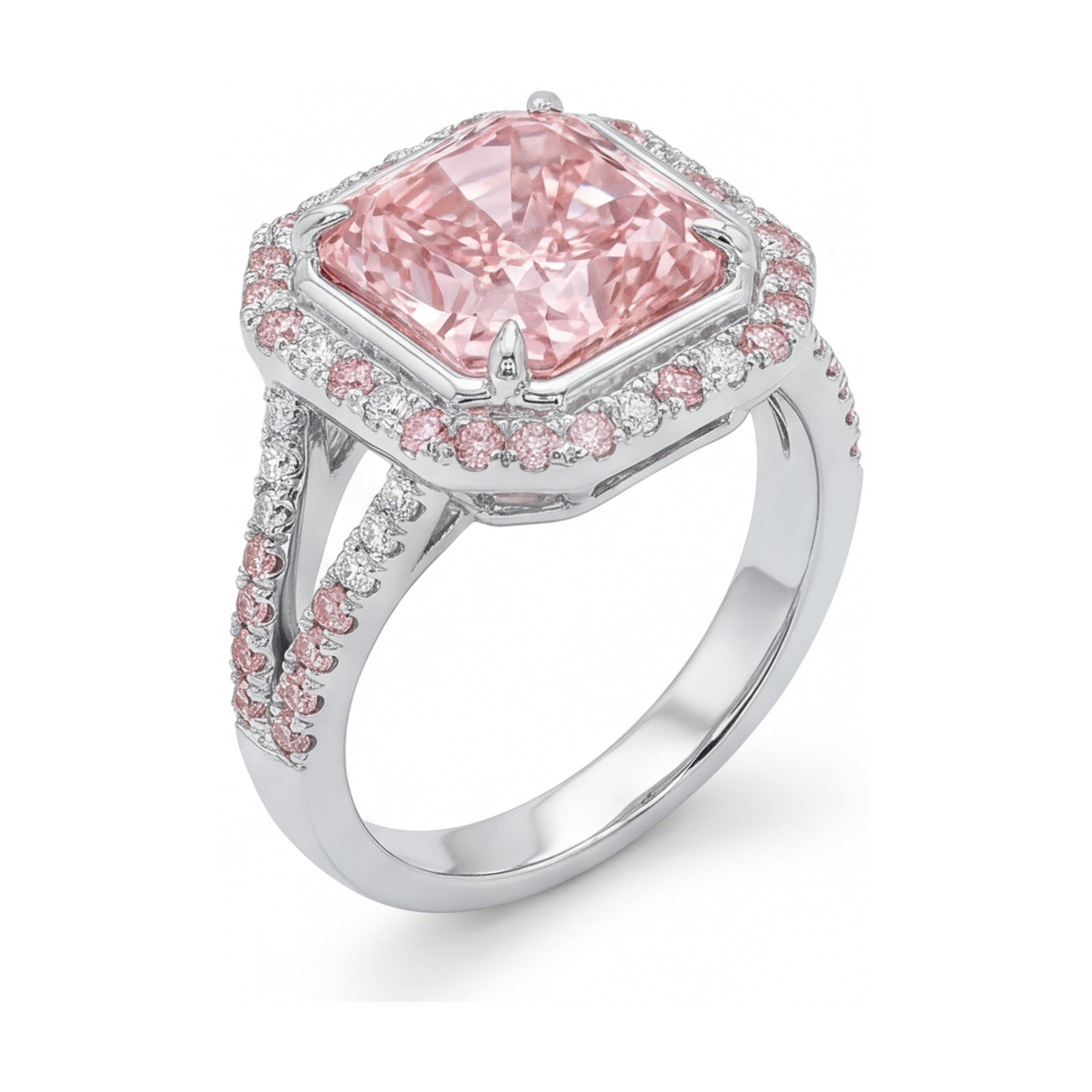 Rosa Diamantring 4,6 Karat Radiant-Schliff