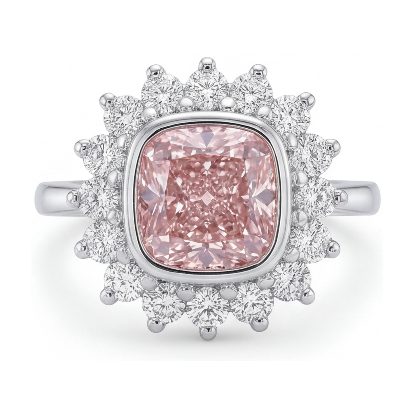 Rosa Diamantring 4 Karat Kissenschliff