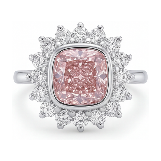 Rosa Diamantring 4 Karat Kissenschliff