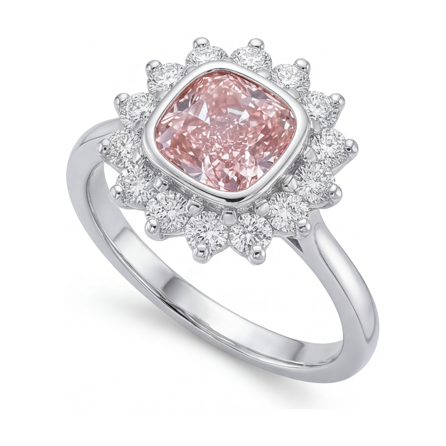 Rosa Diamantring 4 Karat Kissenschliff