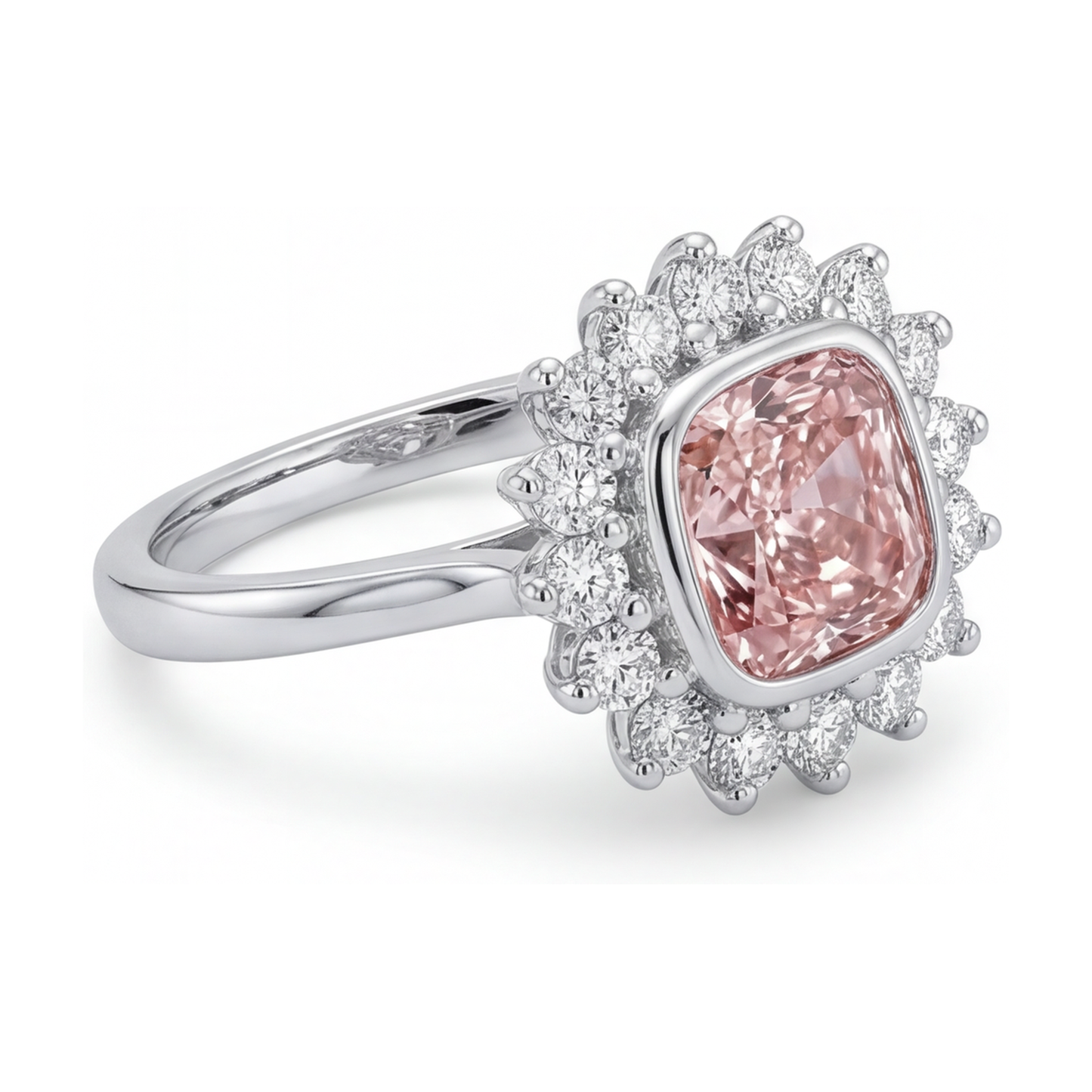 Rosa Diamantring 4 Karat Kissenschliff