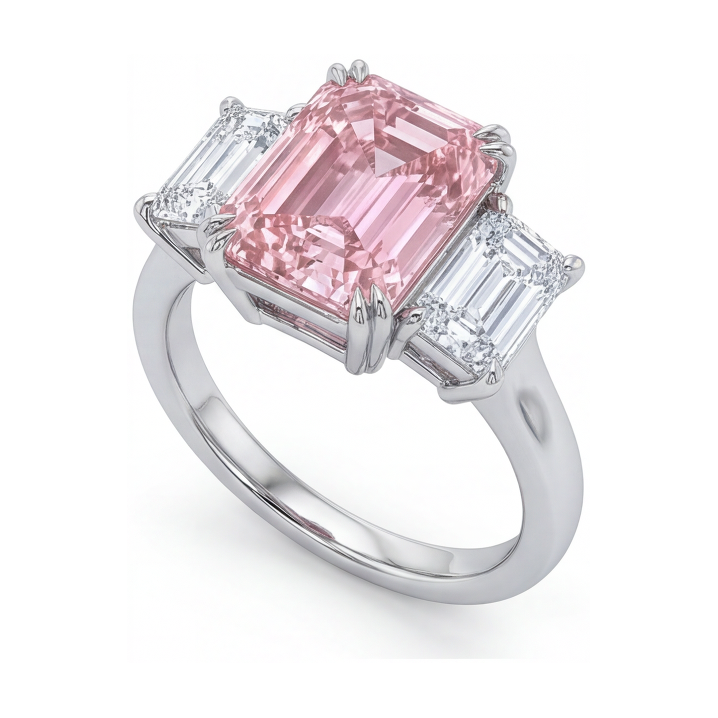 Rosa Diamantring, 4 Karat, Smaragdschliff