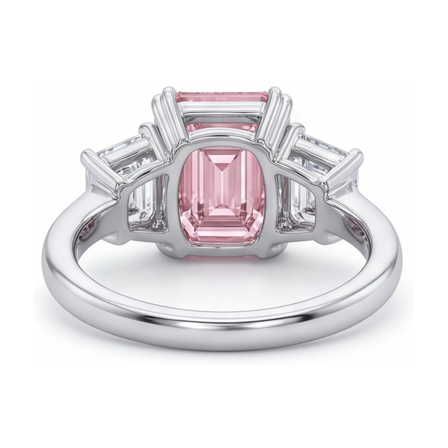 Rosa Diamantring, 4 Karat, Smaragdschliff