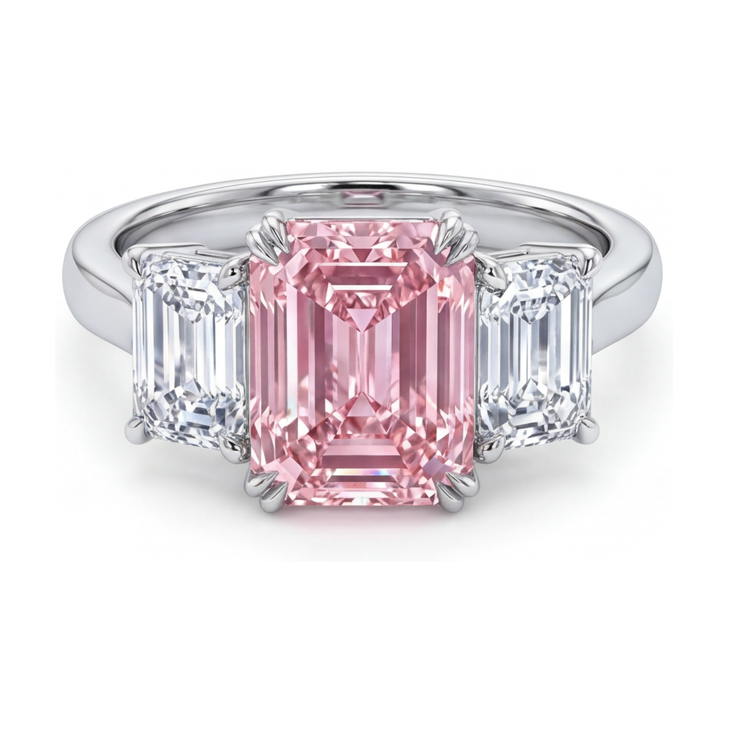 Rosa Diamantring, 4 Karat, Smaragdschliff