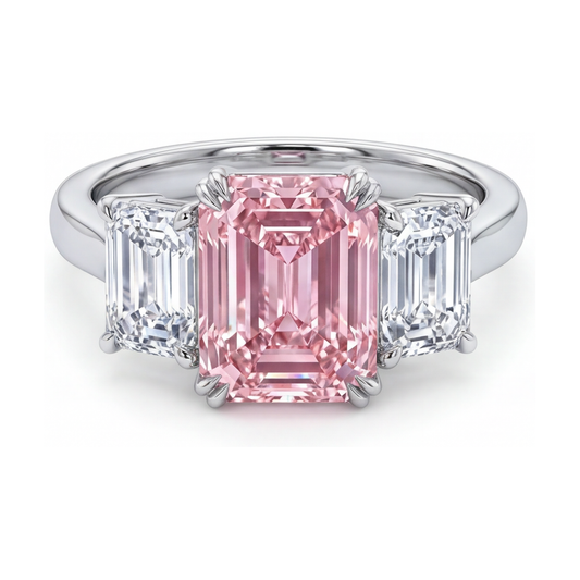 Rosa Diamantring, 4 Karat, Smaragdschliff
