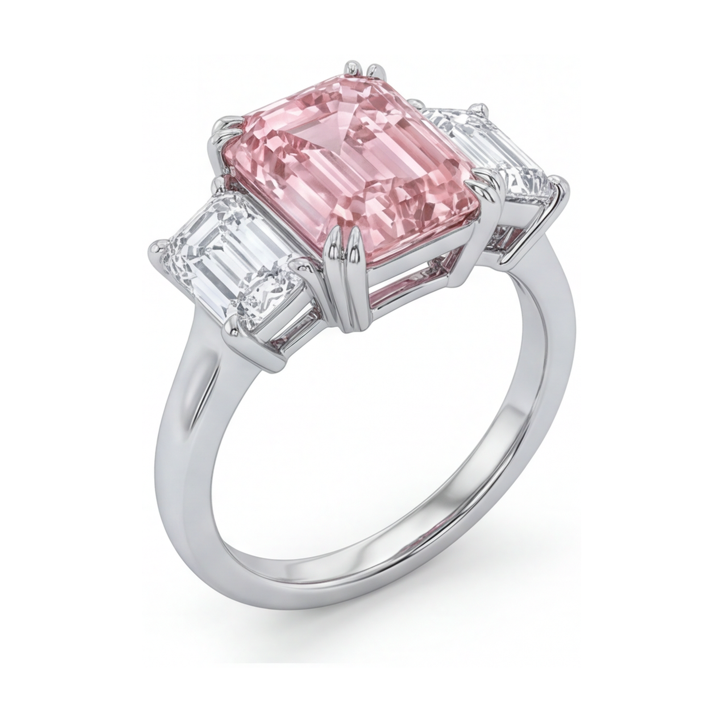 Rosa Diamantring, 4 Karat, Smaragdschliff