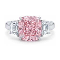 Ehering mit rosa Diamant, 5,1 Karat, Kissenschliff