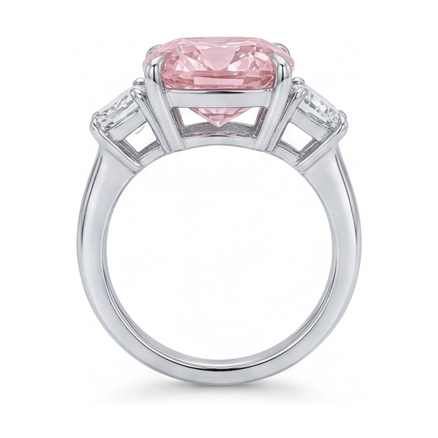 Ehering mit rosa Diamant, 5,1 Karat, Kissenschliff
