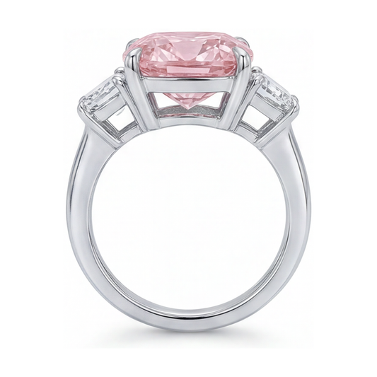 Ehering mit rosa Diamant, 5,1 Karat, Kissenschliff