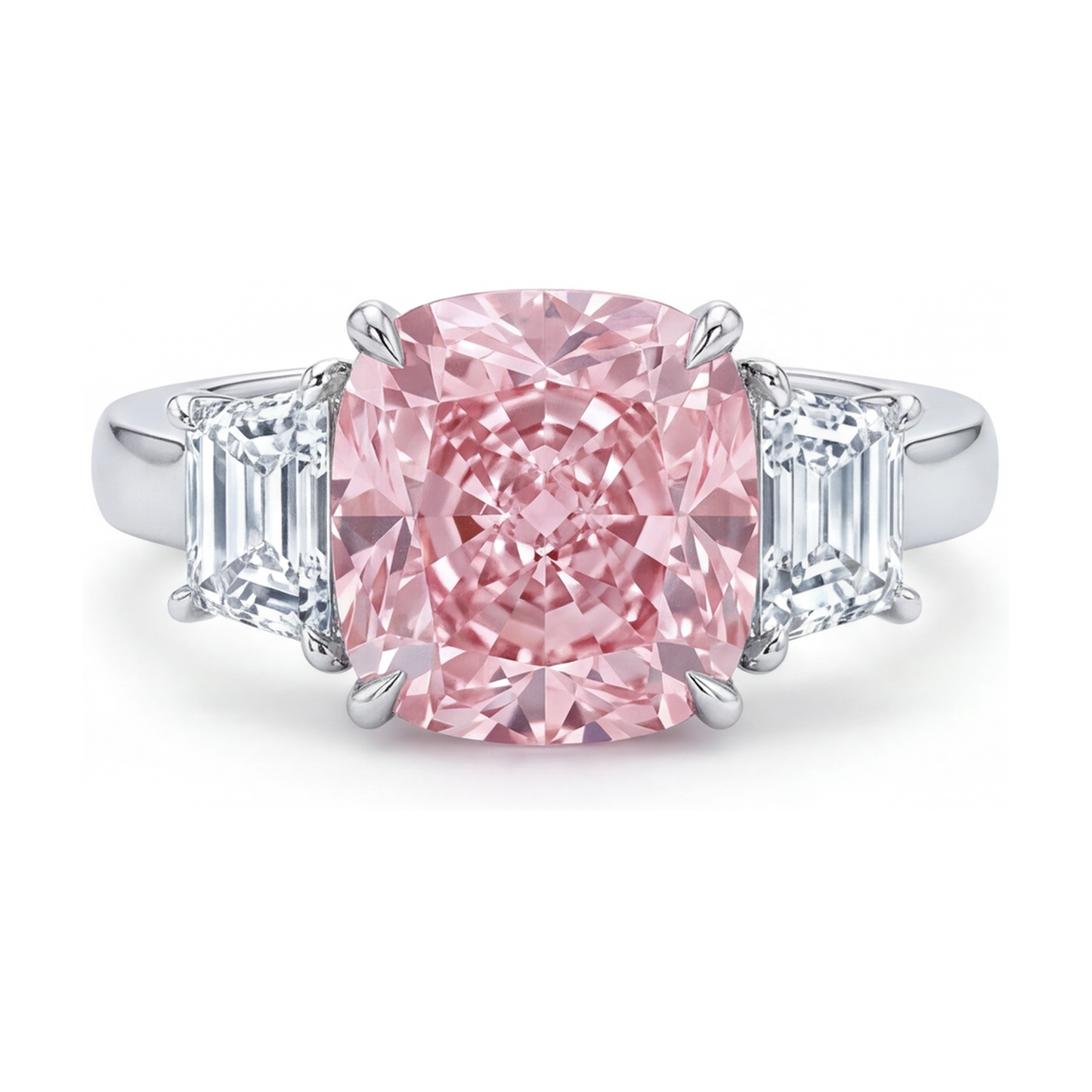 Ehering mit rosa Diamant, 5,1 Karat, Kissenschliff