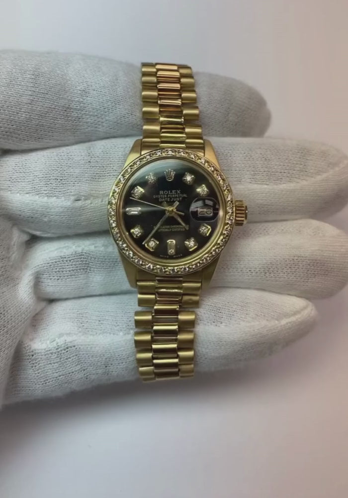 Diamant-Zifferblatt, Schwarz Rolex