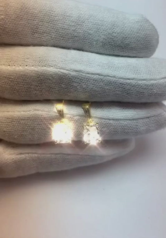 Diamant-Ohrringe, 5 Karat, echtes Weißgold, Radiant-Schliff, 14 Karat