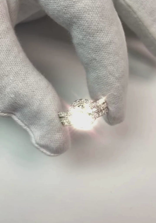 Halo alter Bergmann Echt Aus der Erde Abgebauter Natürlicher Diamant-Ehering-Set mit doppeltem Schaft 5.50 Karat